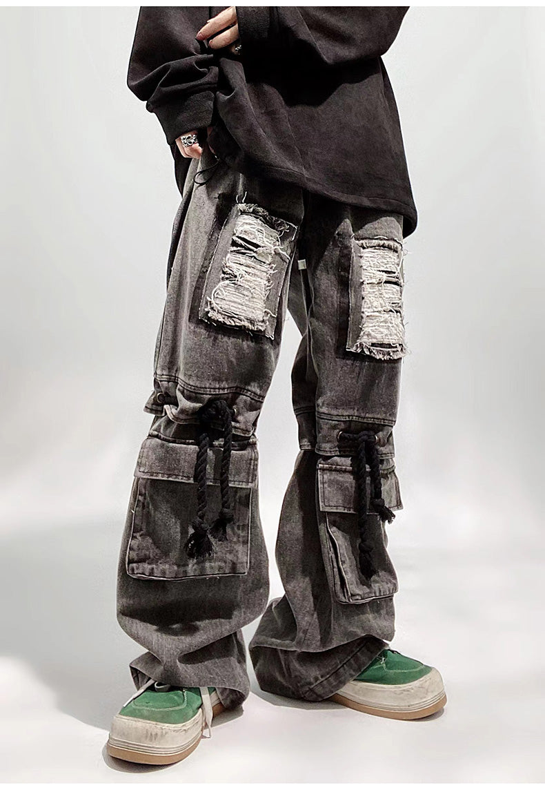 Ripped Baggy Wide Leg Distressed Jeans