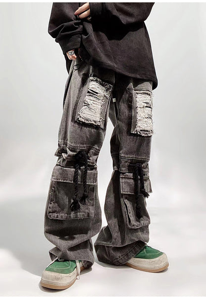 Ripped Baggy Wide Leg Distressed Jeans
