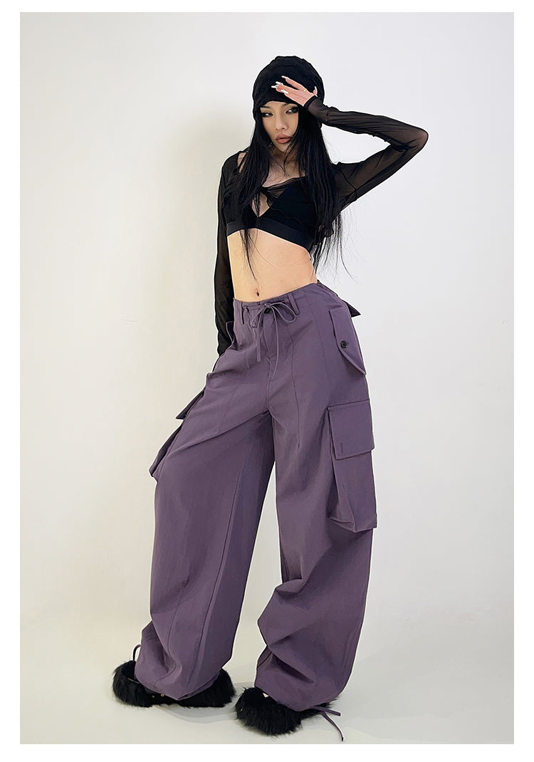 Purple Baggy Cargo Pants