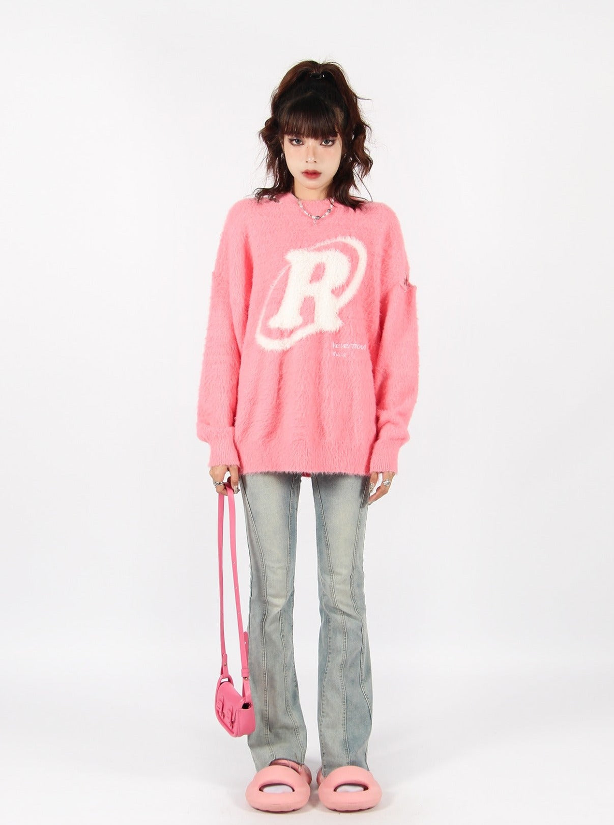 R Logo Fluffy Sweater