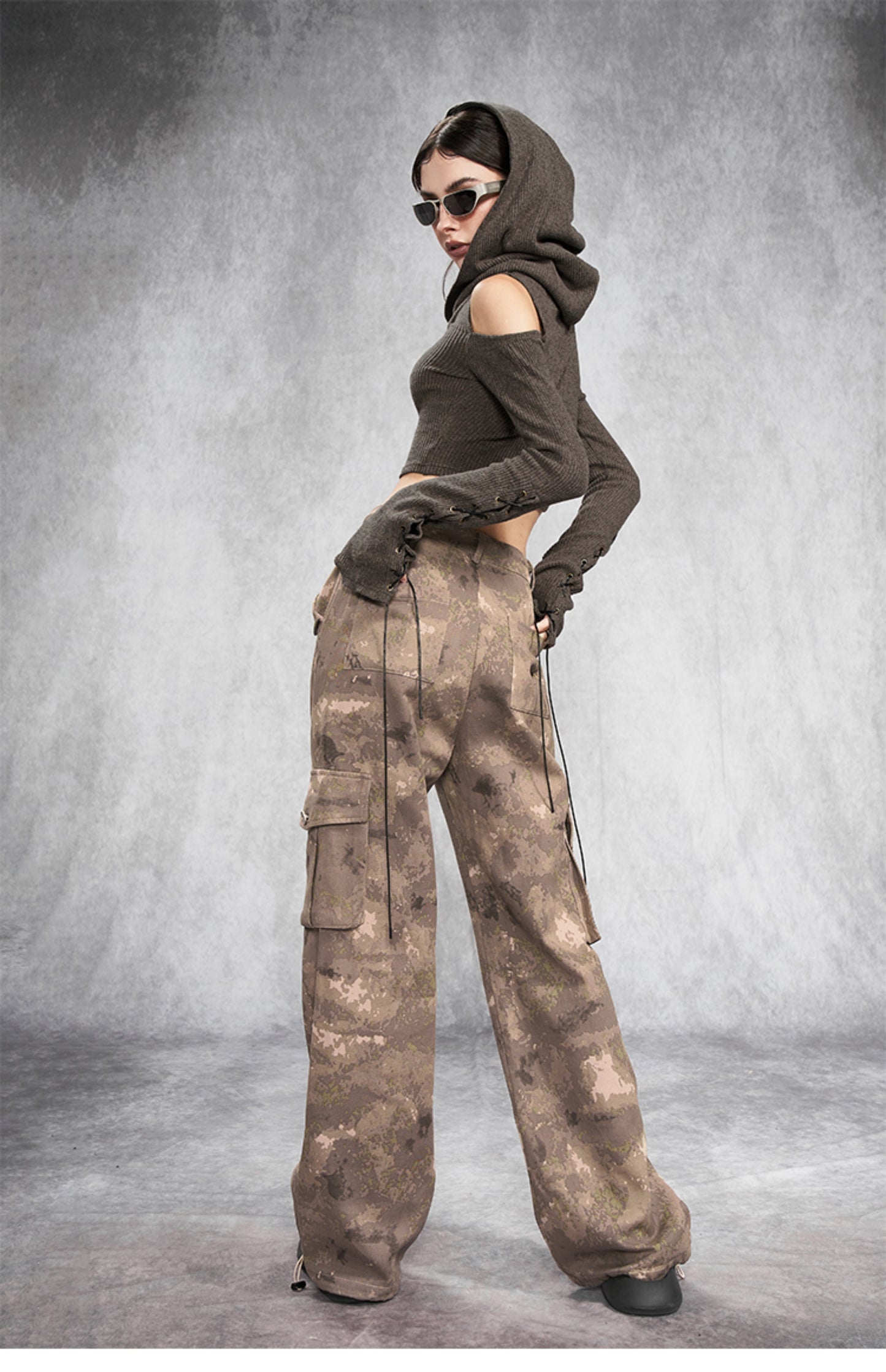 Hooded Cutout Long Sleeve Top