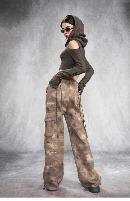 Hooded Cutout Long Sleeve Top