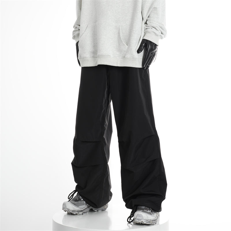 Streetwear Elastic Waistband Baggy Wide Leg Track Pants