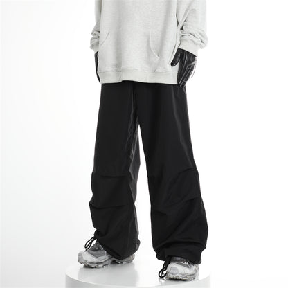 Streetwear Elastic Waistband Baggy Wide Leg Track Pants