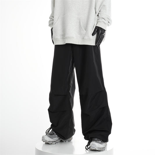 Streetwear Elastic Waistband Baggy Wide Leg Track Pants