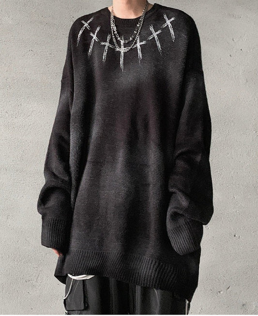 Streetwear Goth Aesthetic Crosses Sweater