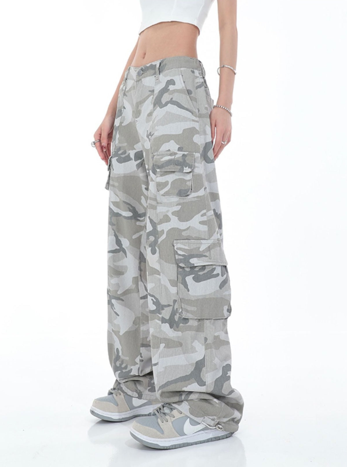 Grey Camo Cargo Pants