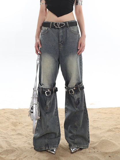 Buckle Knee Distressed Jeans