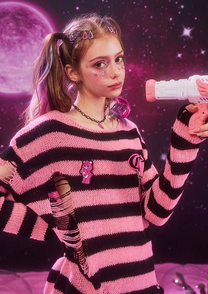 Destroyed Striped Sweater