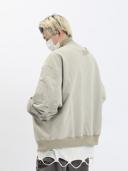 Ruched Sleeve Bomber Jacket
