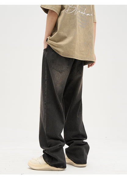 Distressed Sand Washed Baggy Jeans