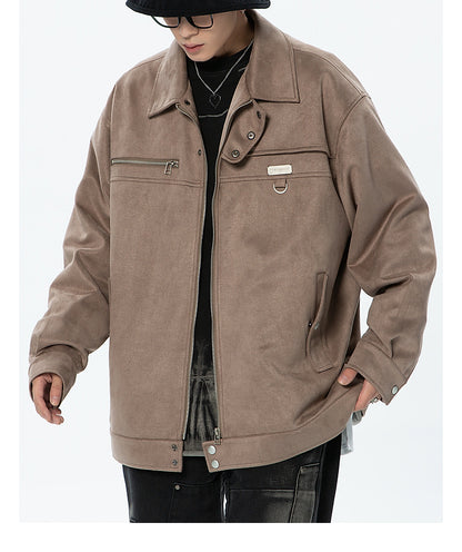 Faux Suede Bomber Jacket
