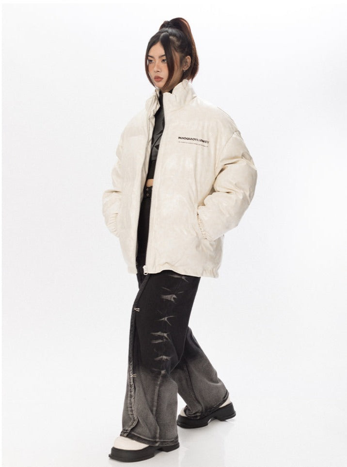 Faux Leather Puffer Jacket