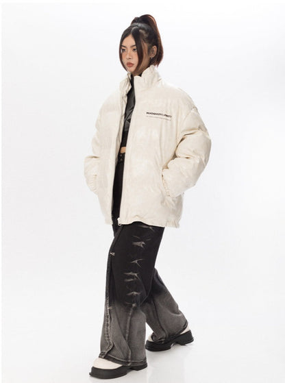 Faux Leather Puffer Jacket