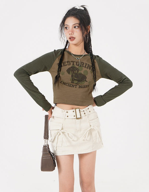 Dachshund Raglan Long Sleeve Top