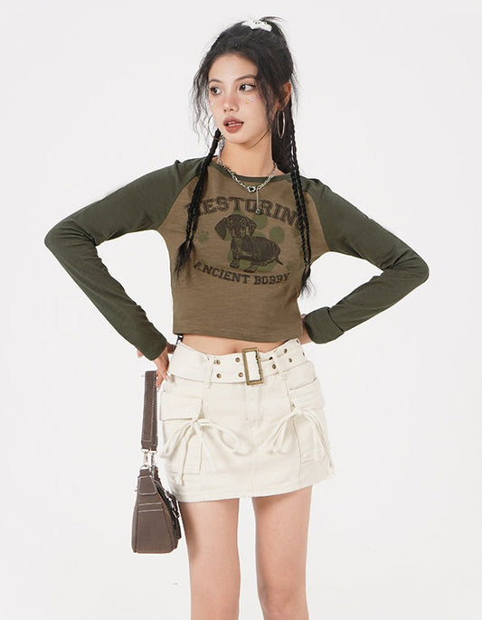 Dachshund Raglan Long Sleeve Top