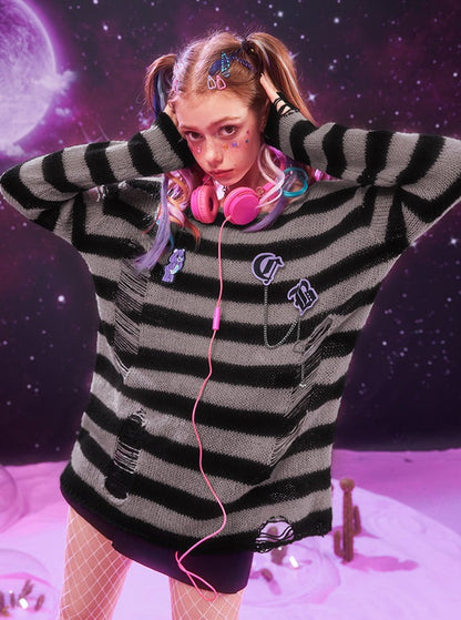 Destroyed Striped Sweater