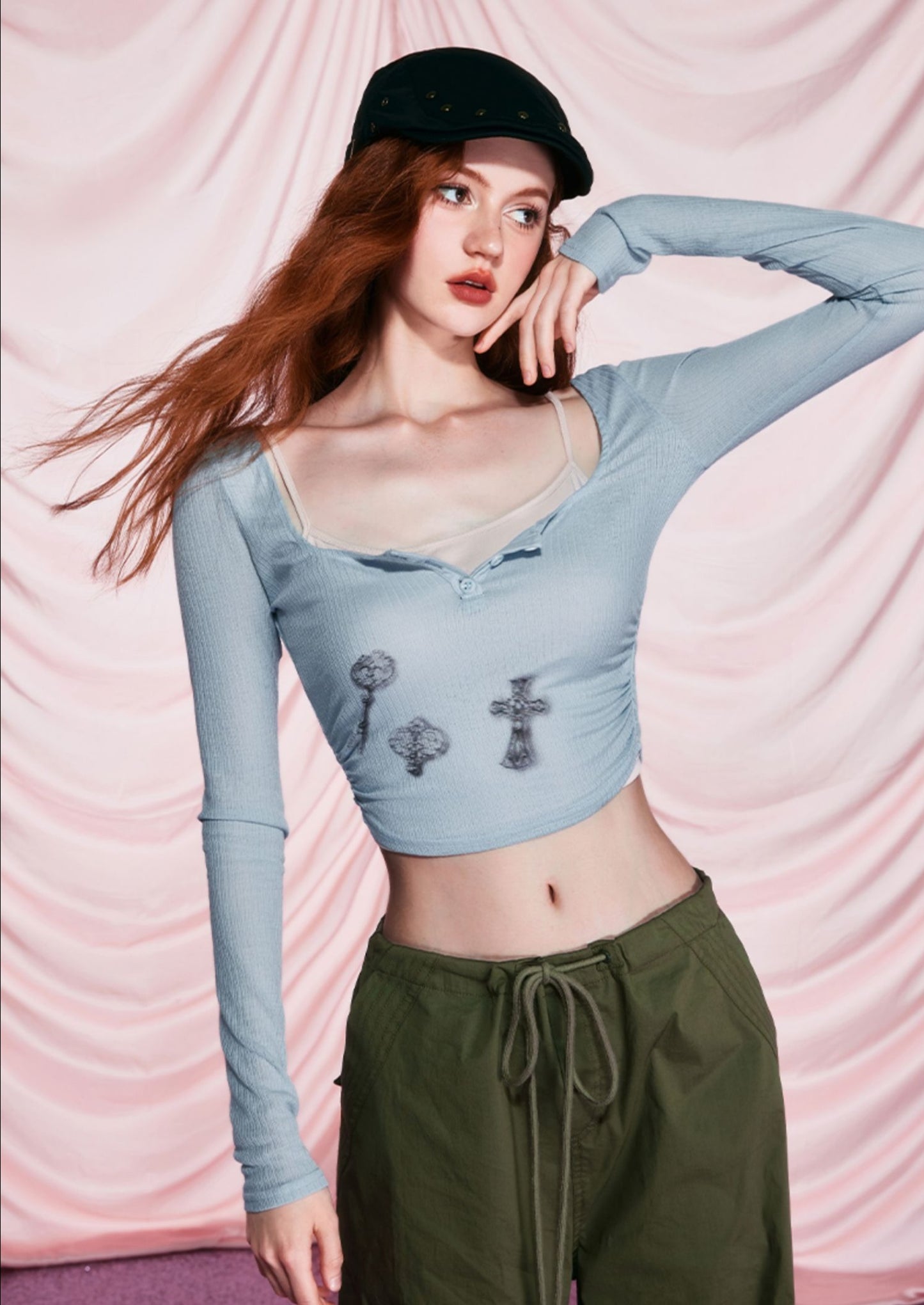 Layered Knit Long Sleeve Top