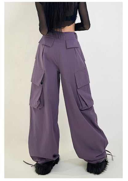 Purple Baggy Cargo Pants