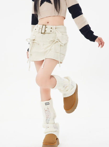 Belted Cargo Mini Skirt
