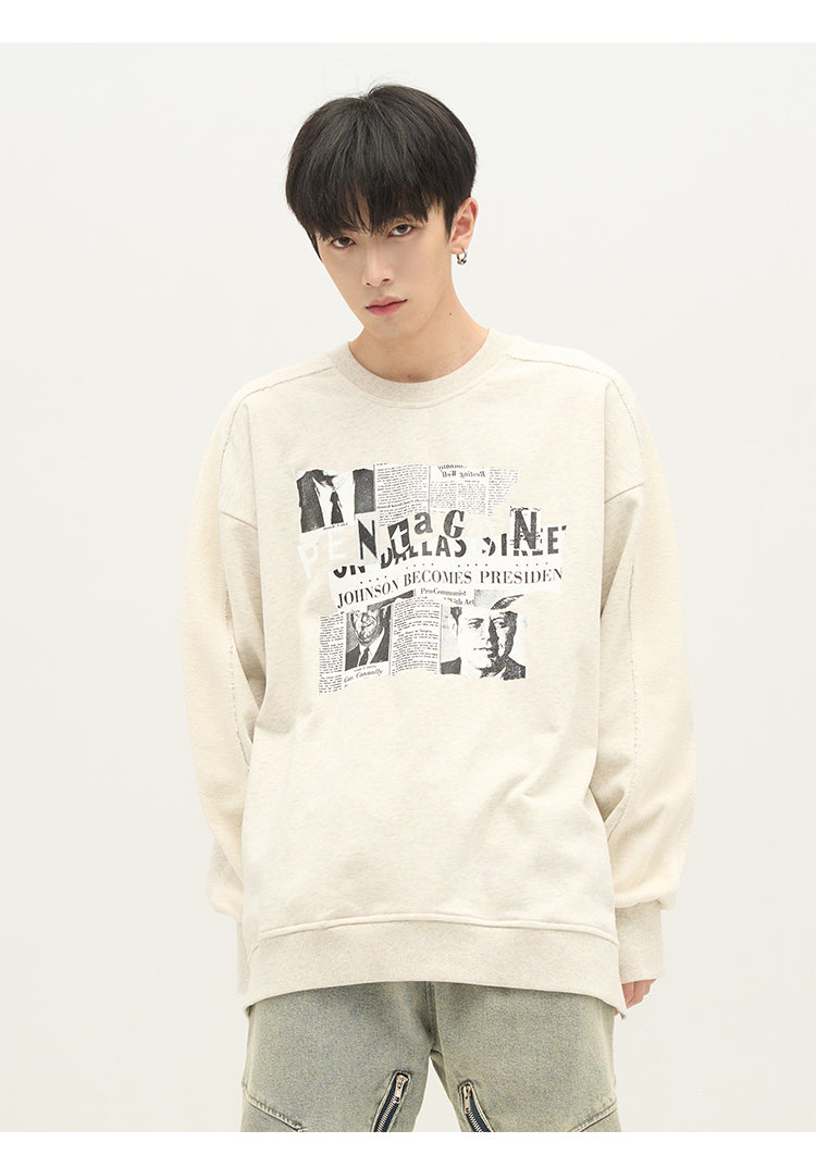 Good Times Newsprint Long Sweatshirt