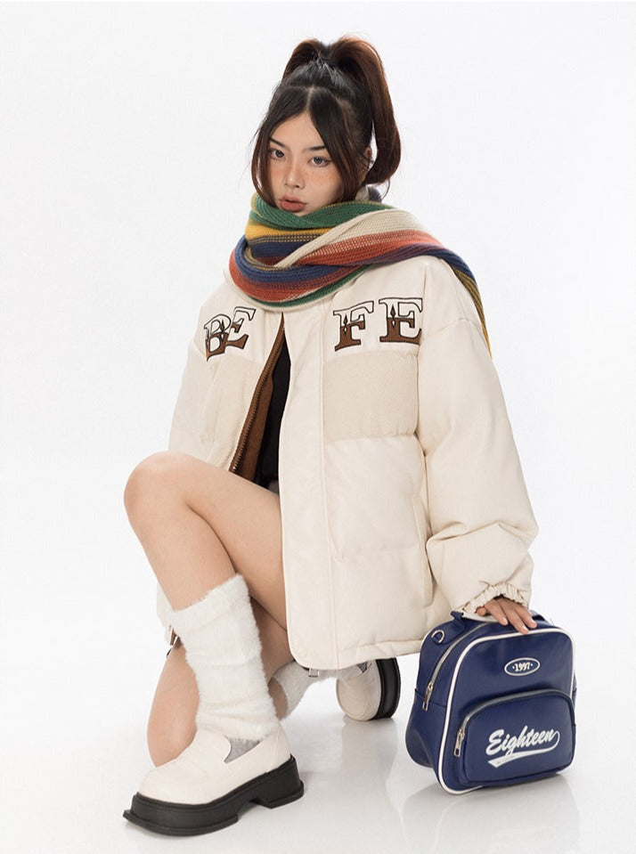 Corduroy Contrast Puffer Jacket