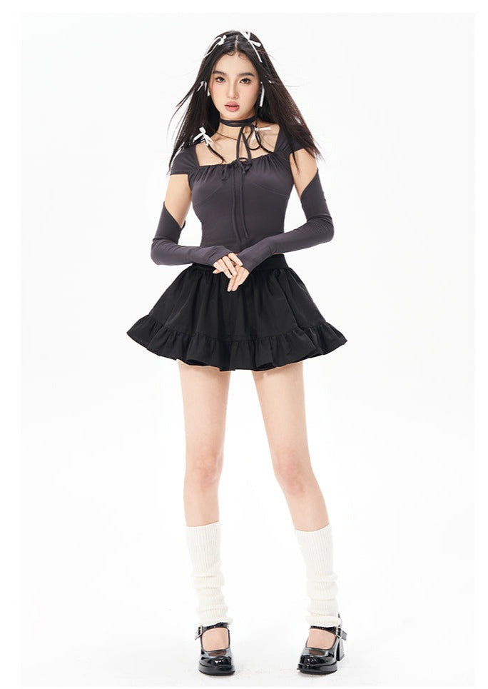 Square Neck Ballet Top with Sleeves