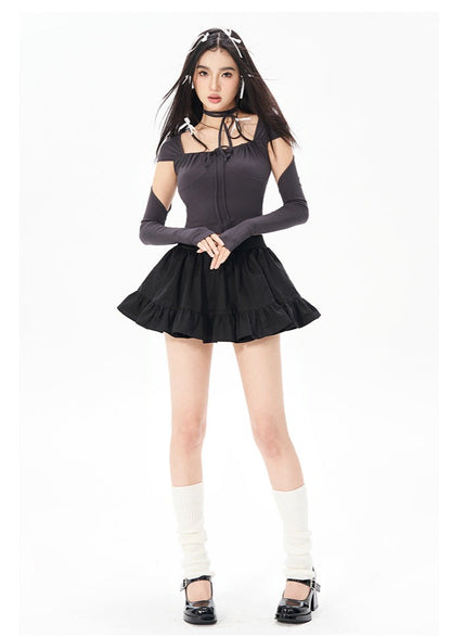 Square Neck Ballet Top with Sleeves