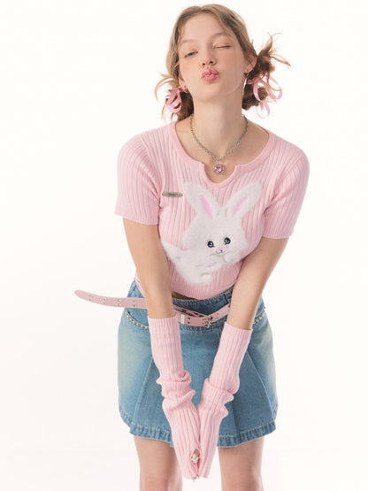 Knit Bunny Top with Sleeves