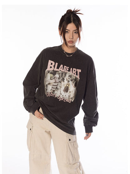Blare Art Vintage Graphic Long Sleeve Top