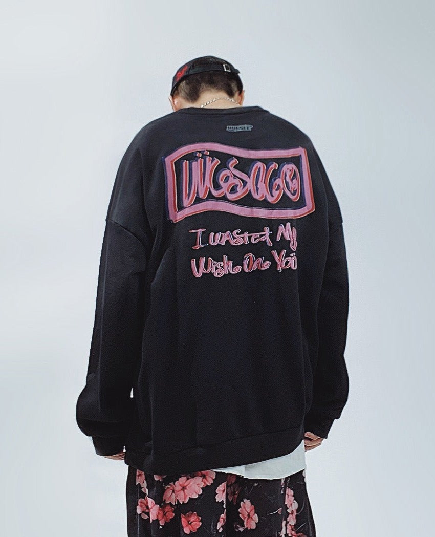 I Wasted My Wish On You Oversized Graffiti Sweatshirt