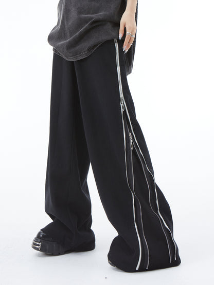 Zipper Wide Leg Jeans