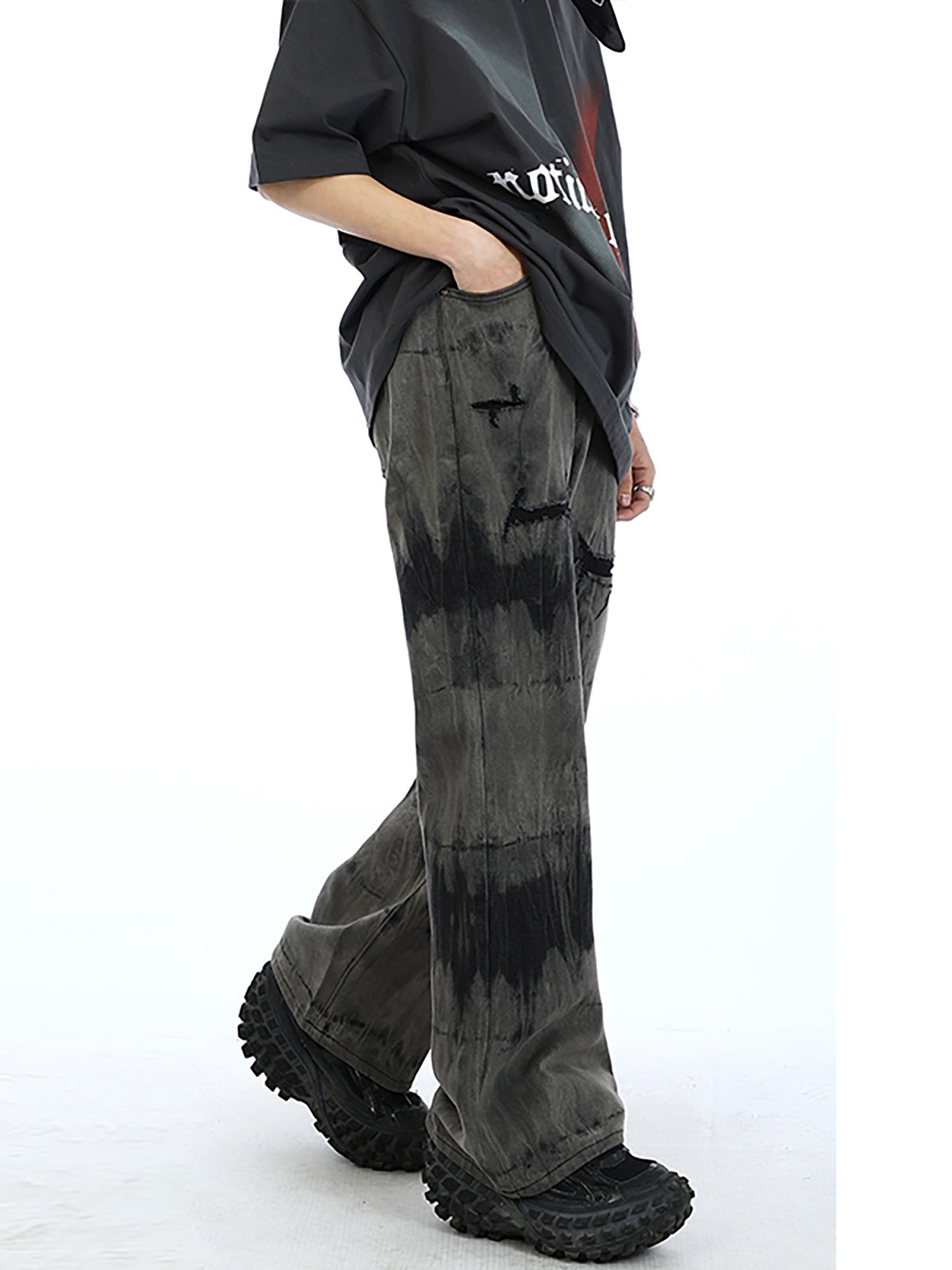 Tie-Dye Gradient Flared Jeans