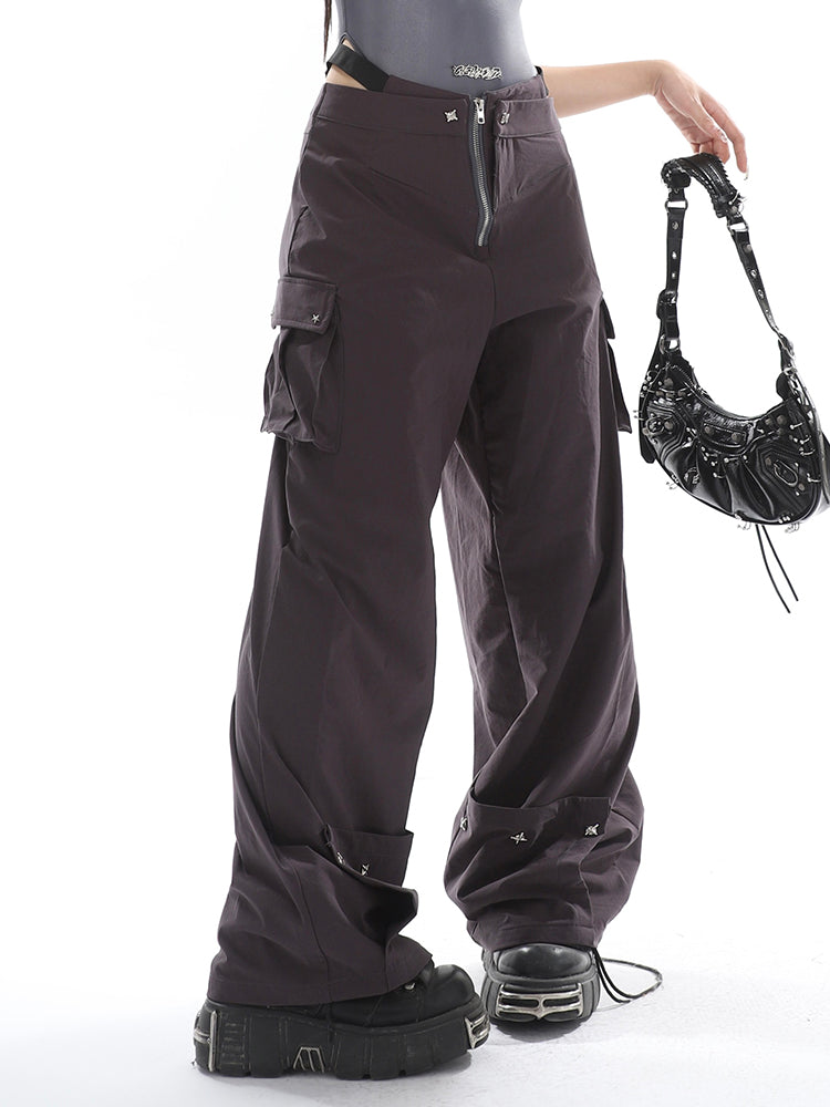 Hip Cutout Studded Cargo Pants