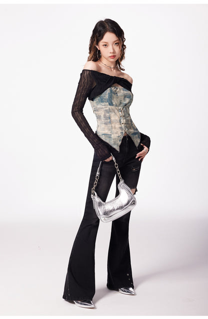 Off Shoulder Bodice Long Sleeve Top