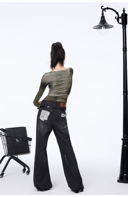 Graphic Print Long Sleeve Top