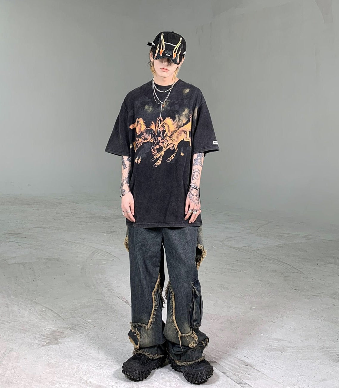 Goth Streetwear Death Horse Graphic T-Shirt