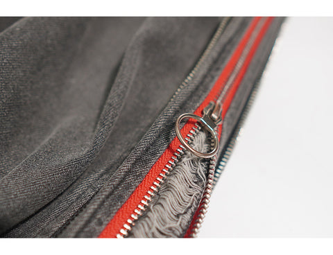 Shredded Zipper Deconstructed Jeans