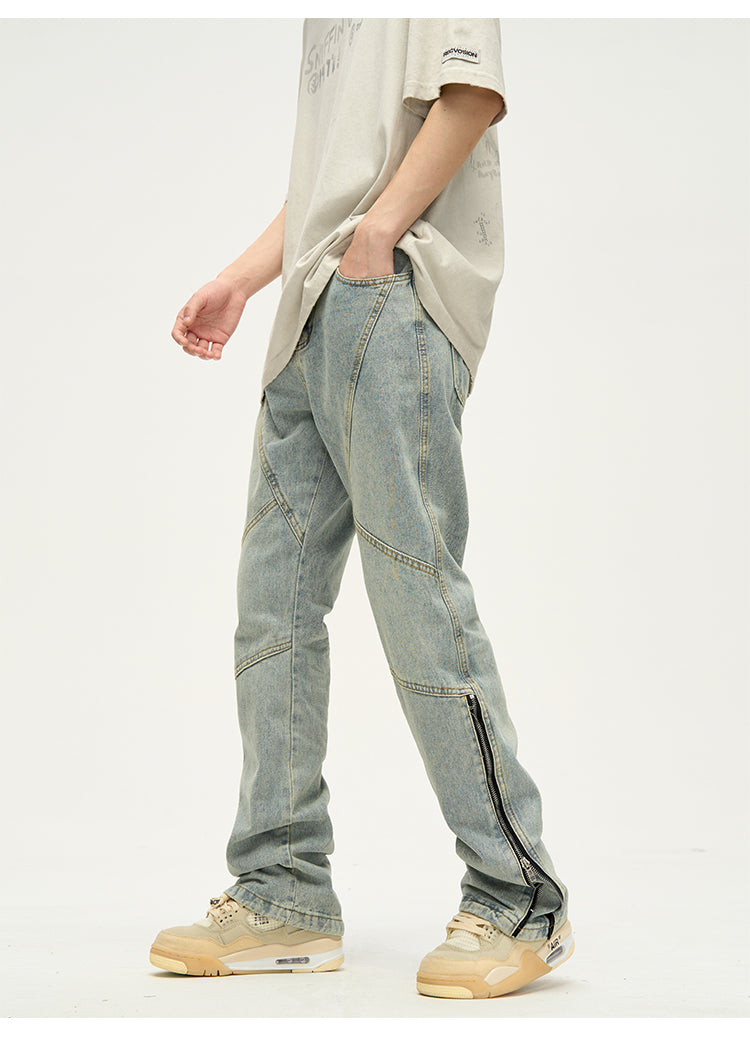 Zippered Split Ankle Washed Jeans