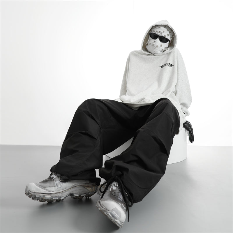 Streetwear Elastic Waistband Baggy Wide Leg Track Pants