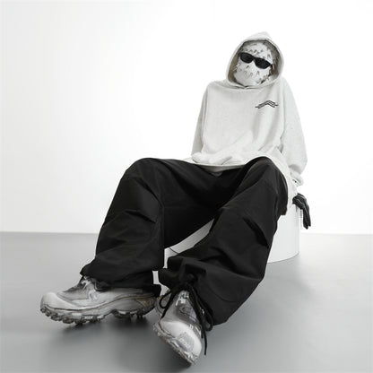 Streetwear Elastic Waistband Baggy Wide Leg Track Pants