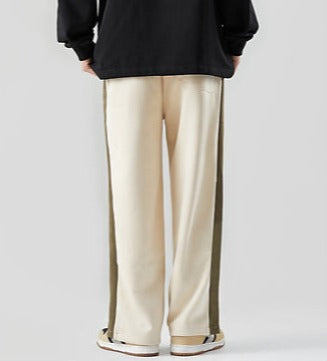 Striped Slit Wide Leg Sweatpants