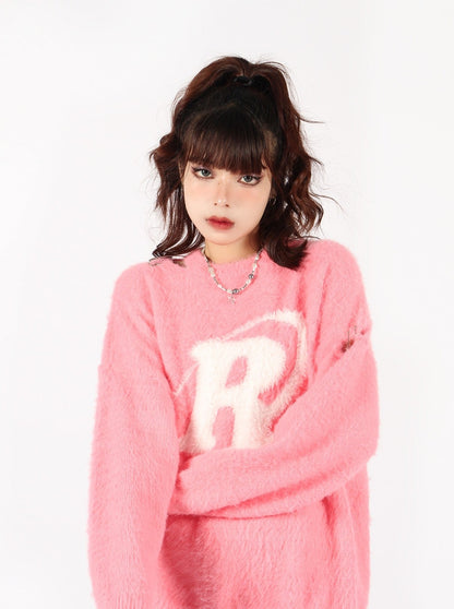 R Logo Fluffy Sweater
