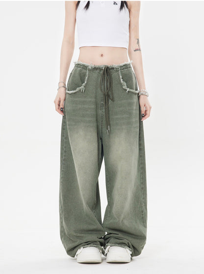 Raw Edge Wide Leg Jeans