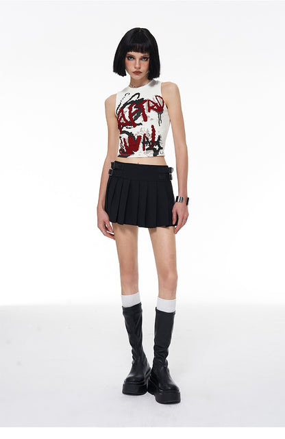 Graffiti Ribbed Sleeveless Top