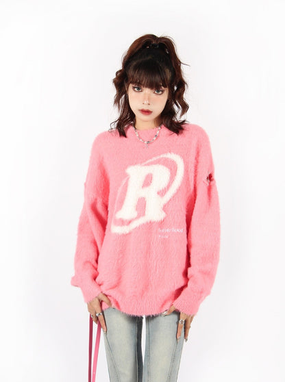R Logo Fluffy Sweater