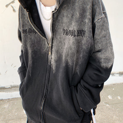 Black Gradient Snap Side Hoodie