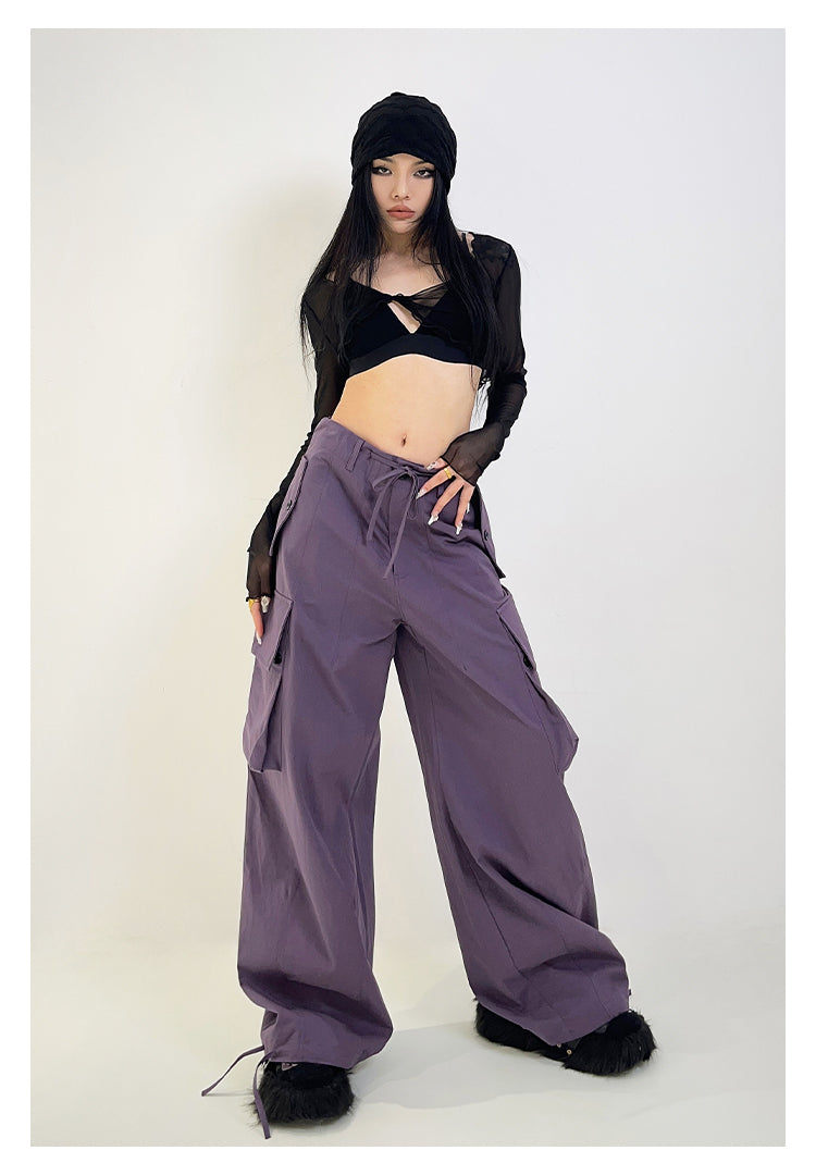 Purple Baggy Cargo Pants