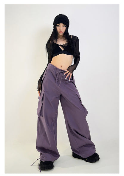 Purple Baggy Cargo Pants
