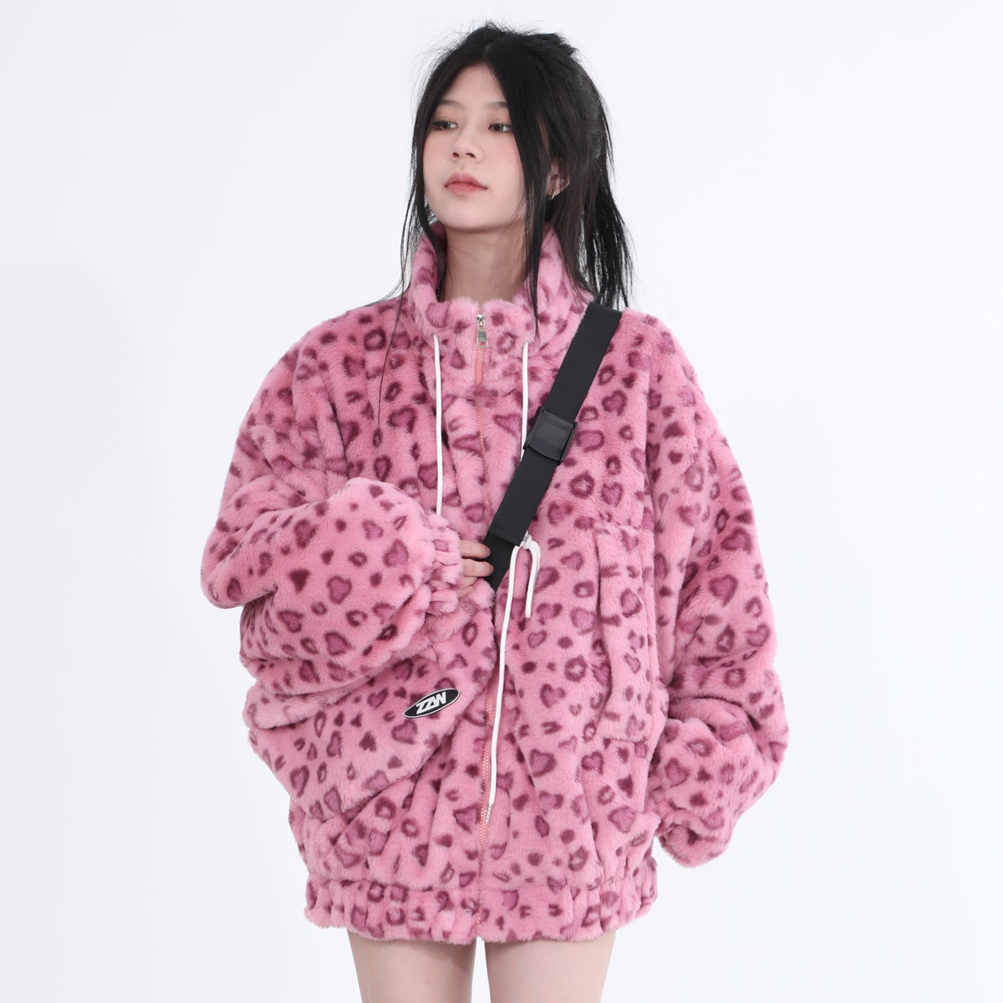 Pink Leopard Plush Fleece Jacket